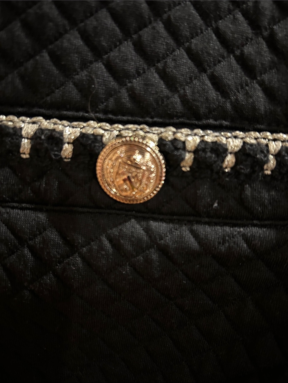Black Quilted Crop Jacket with Gold Buttons - Picture 3 of 8